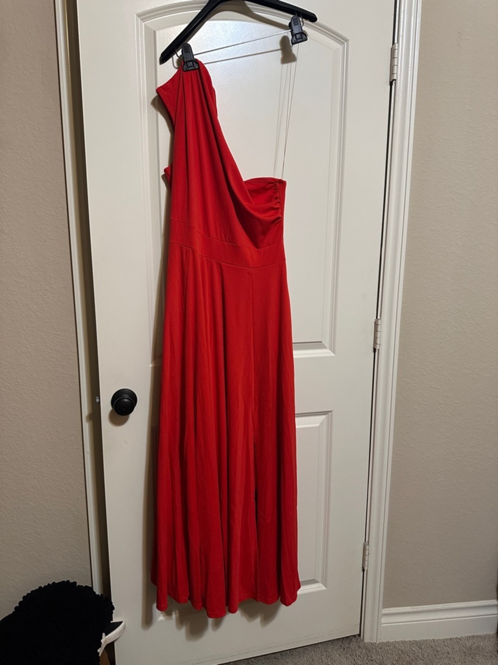 SHEIN One-Shoulder Red Maxi Dress